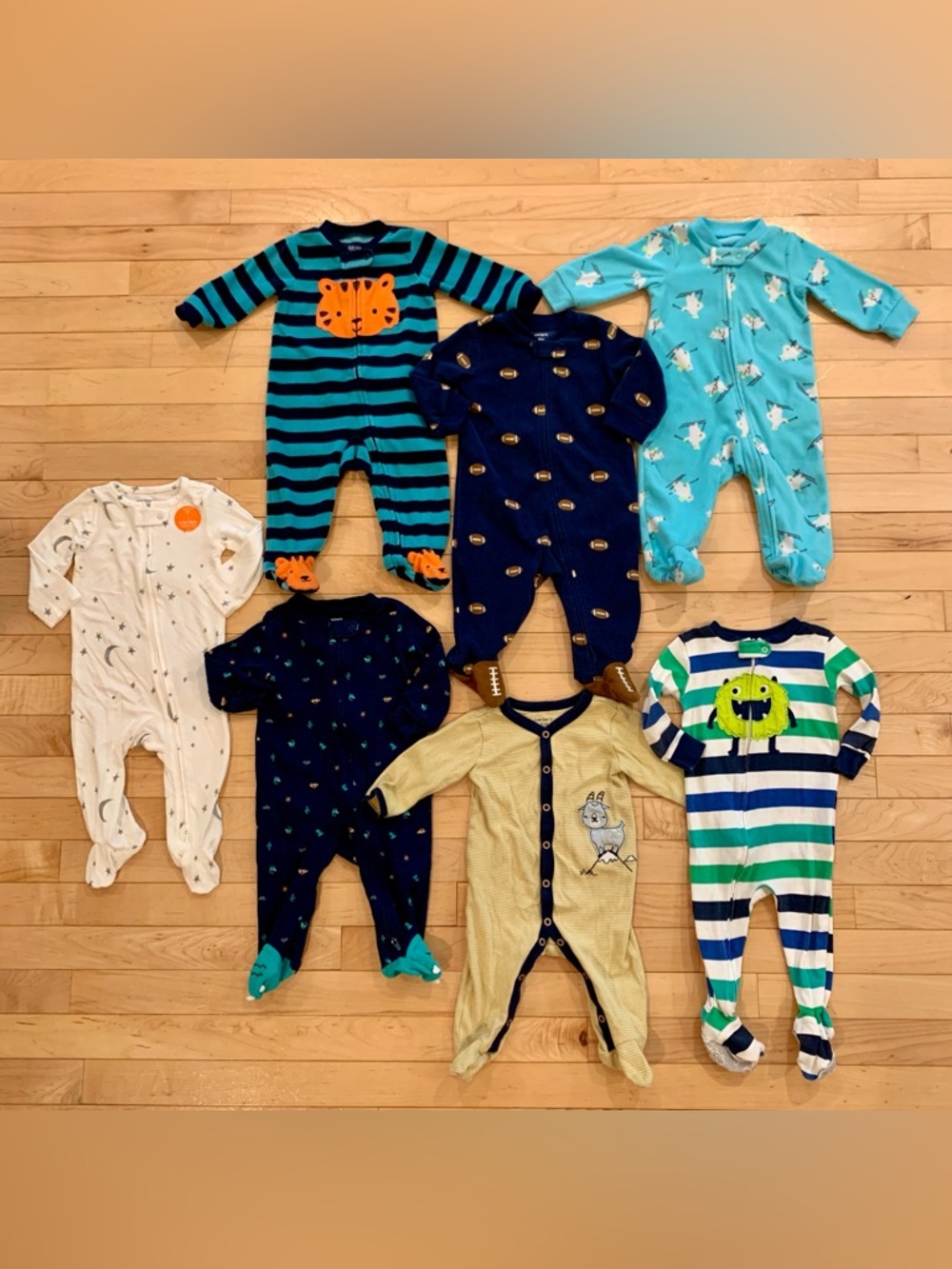 Carter's Baby Boy Size 6 Months Footed Pajamas PJs Sleepers Set of 7